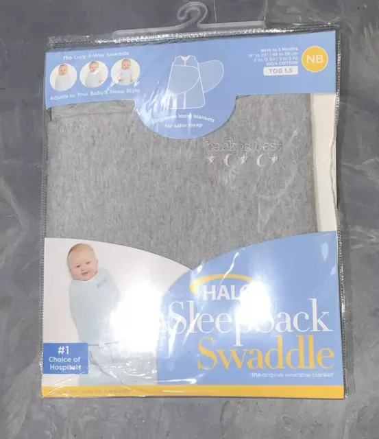 Brand New Halo SleepSack 3 Way Swaddle Heather Gray Cotton 0-3 Months