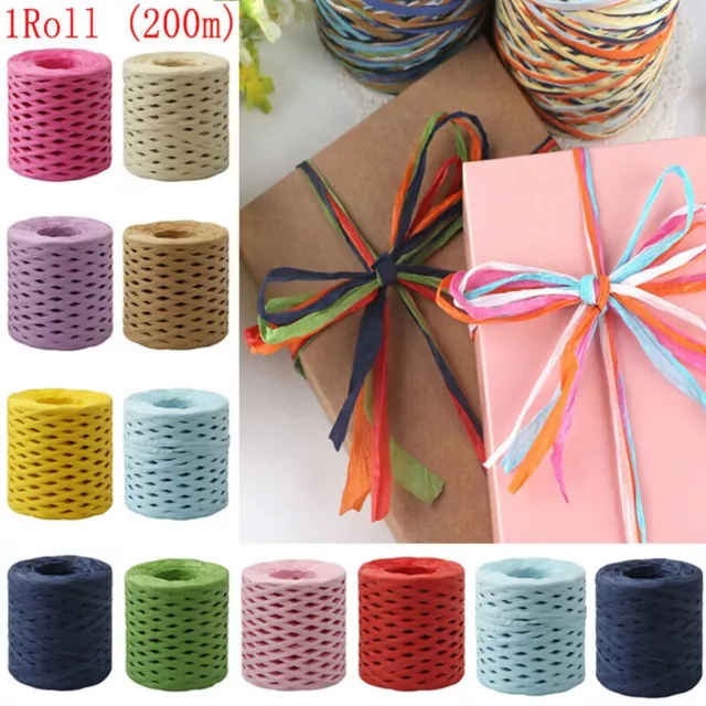 200m Raffia Ribbon Paper Rope Cord String Wrapping Package DIY Craft Packing