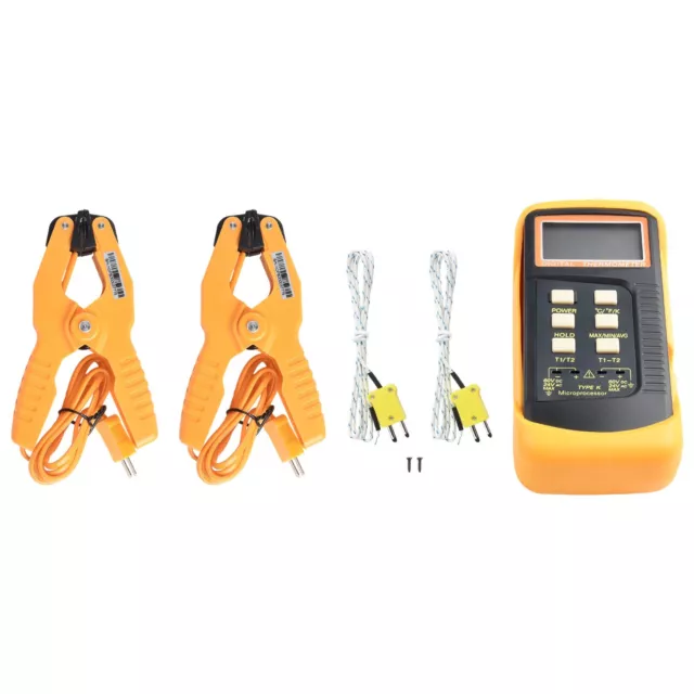 Dual-Channel K Type Digital Thermocouple Thermometer 6802 II 2 Pipe Clamp