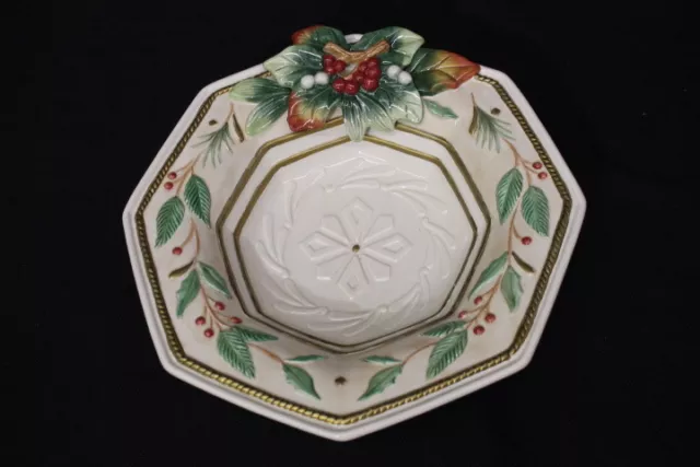 Fitz & Floyd Classics WINTER WONDERLAND 11.25" Octagonal Vegetable Serving Bowl