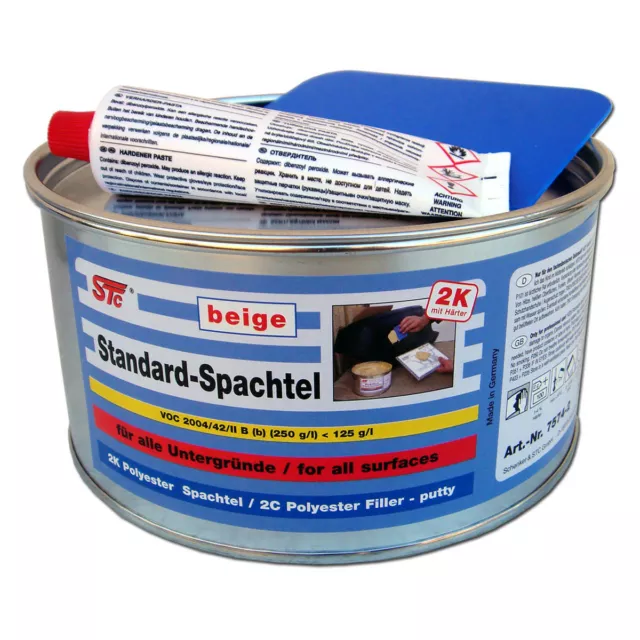 2 kg Dose 2K Standard Füllspachtel beige Spachtelmasse Auto + Härter + Spachtel