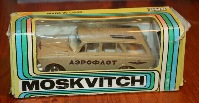 A rare Vintage 1/43 Moskvitch Novoexport Red Sedan made in USSR No. 426 in box - 1987