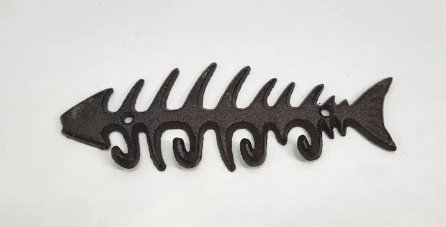 Fish Bone Wall Mount Iron Key Ring Hook