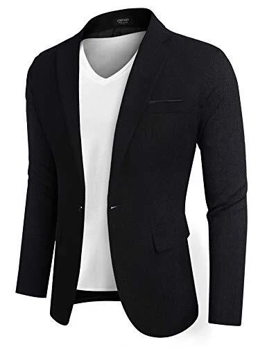 COOFANDY Mens Fashion Blazer Slim Fit Business Casual Party Dinner Tuxedos Black