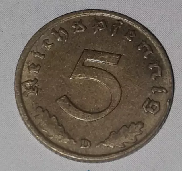 5 Pfennig Münze Deutsches Reich 1937 D Reichspfennig ,  Kupfer ,  Münze