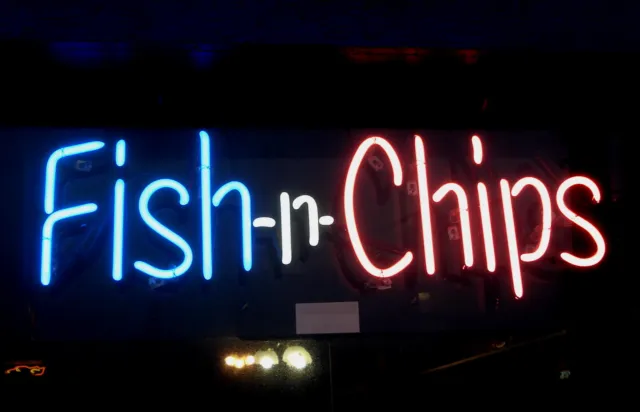 Fish N Chips Neon Light Sign 20"x12" Lamp Glass Decor Wall Space Bar Hanging