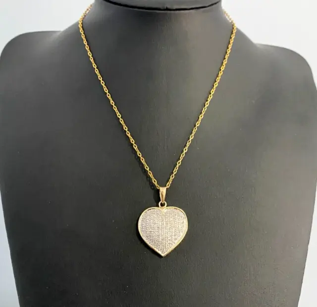 1 Ct Lab Created Diamond Cluster Heart Pendant 14k Yellow Gold Plated Free Chain