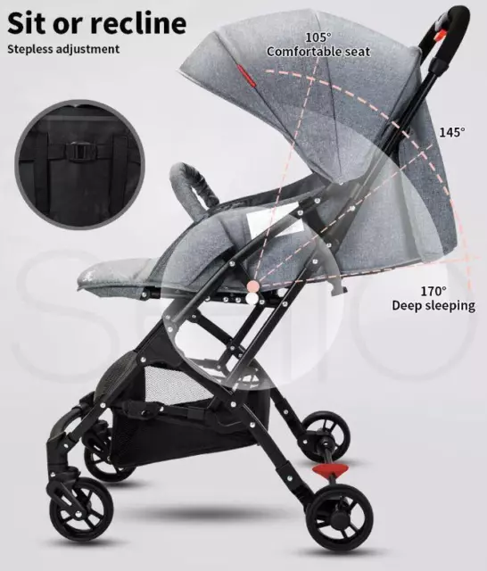 BoPeep Baby Stroller Kids Pram Push Chair Toddler Buggy Foldable Shock Absorbers 2