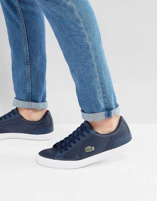 LACOSTE LEROND BL 1 navy mens Leather Trainers RRP 75.00 B grades