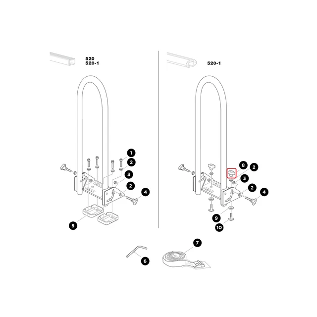 Thule Pulsante Due Anali con Dado per Hydroglide Kayak Support 50107