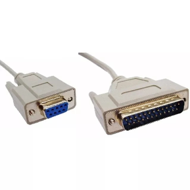 PC Null Modem / RS232 serial data transfer cable / lead DB9 / DB25 Female socket