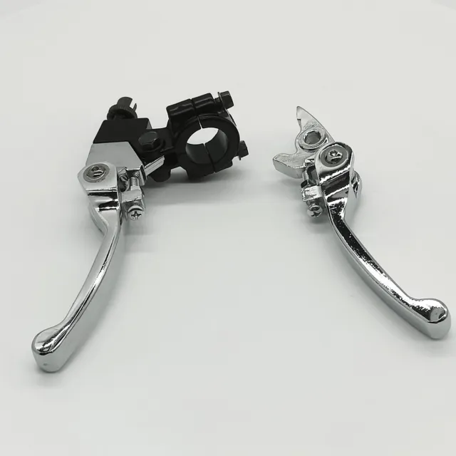 Chrome Pit Bike Folding Brake & Clutch Lever Set. Spring Back Levers. 12mm