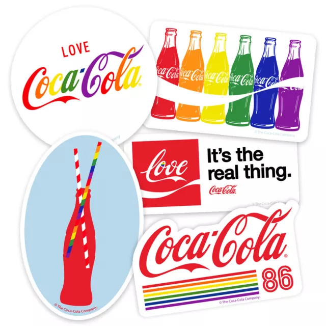 Coca-Cola Bottles Rainbow LGBTQ Pride Vinyl Sticker Set of 5 Officially Licensed