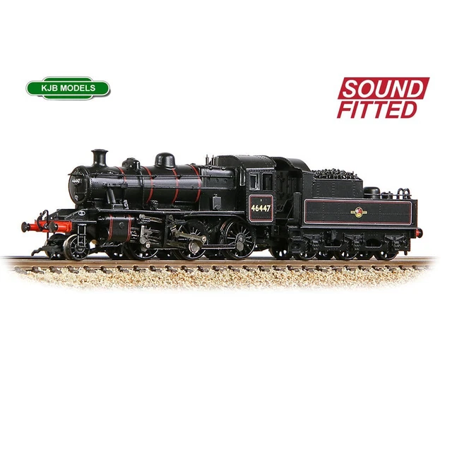 N Gauge Farish 372-628AS DCC Sound LMS Ivatt 2MT 46447 BR Lined Black Loco