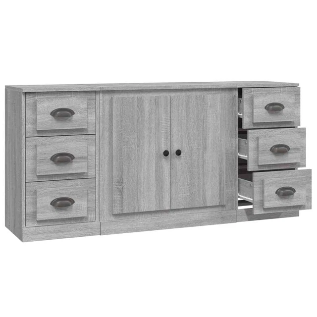 AX Credenza 3 Mobiletti 142x35.5x67.5cm Grigio Sonoma Soggiorno Elegante 3185237