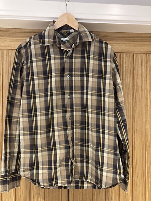 Designer Uomo Thomas Burberry Verde a Righe Camicia Bottone Colletto Taglia Extra-Large 