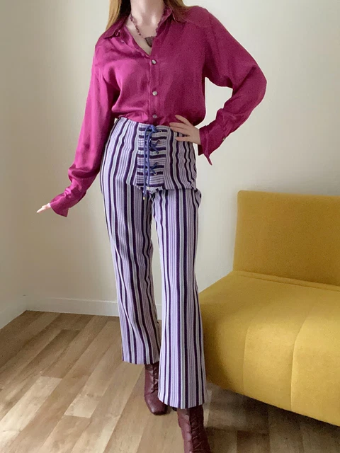 Pantaloni vintage anni 60/70 a righe stringati