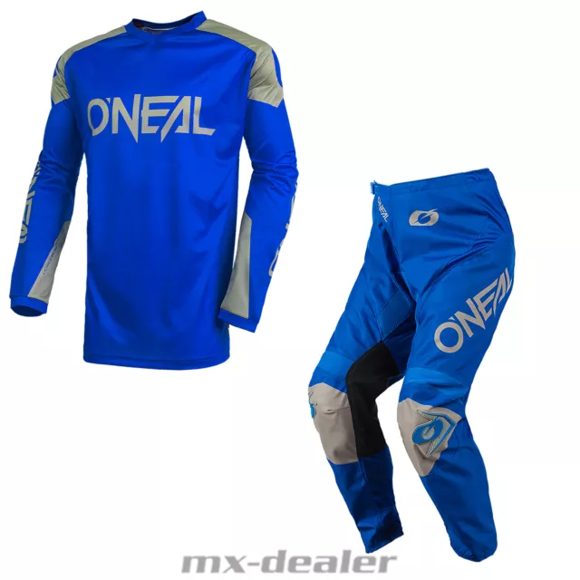 O'Neal Matrice Ridewear Gris Bleu Pantalon Jersey Motocross Enduro Combo Vtt