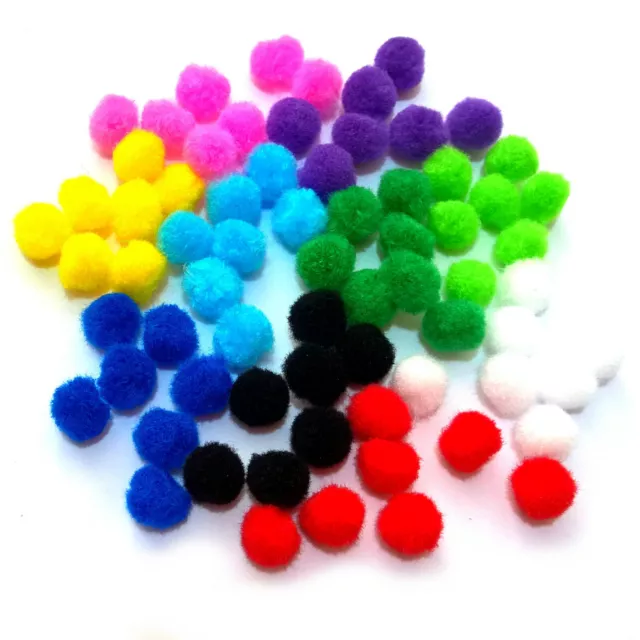 Pom Poms Assorted Colours Single or Mixed Size Packs of 50 to 500 Pompoms 3