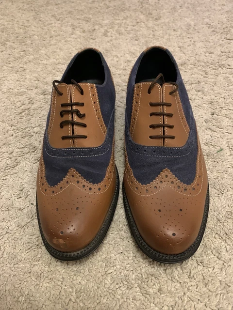 MENS BROGUE SHOES UK 10 Clifford James Real Leather Tan Brown Blue Suede Formal 27.00 PicClick UK