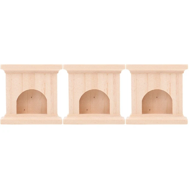 3 piezas Modelo de chimenea de madera decoración mini casa micro paisaje muñeca casa de