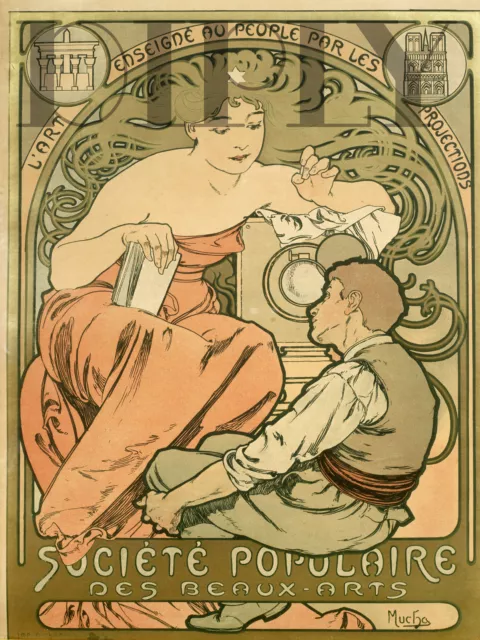 Plaque Alu Deco Affiche Mucha 1897 Societe Populaire Des Beaux Arts