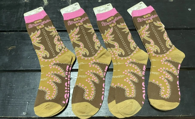 Wrangler Thick Boot Socks - Brown Cowgirl - 4 PAIRS Women’s Medium Size 6-11