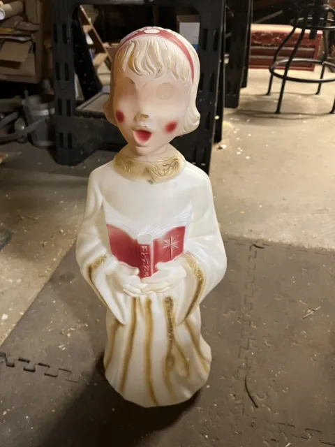 Vintage Empire Choir Girl Angel Blow Mold Christmas Caroler 30" Lighted Decor