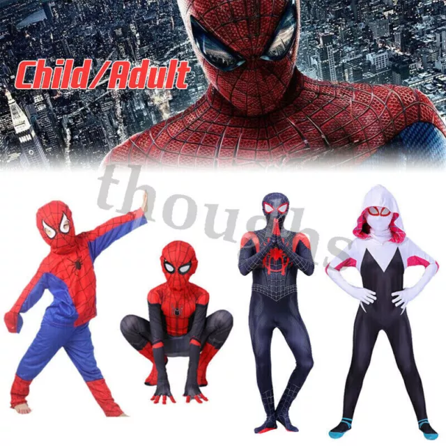 Kids Boys Cosplay Spiderman Superman Fancy Dress Party Jumpsuit Costume 3-12 Age 2