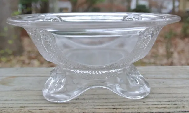 Curtain Tie Back Footed Sauce Bowl Early American Pattern Glass Adams & Co