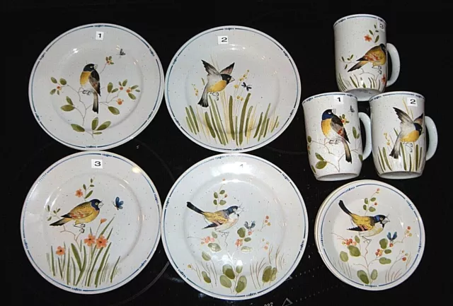 Vintage Fitz and Floyd Oiseau Salad Plates, Mugs and Saucers