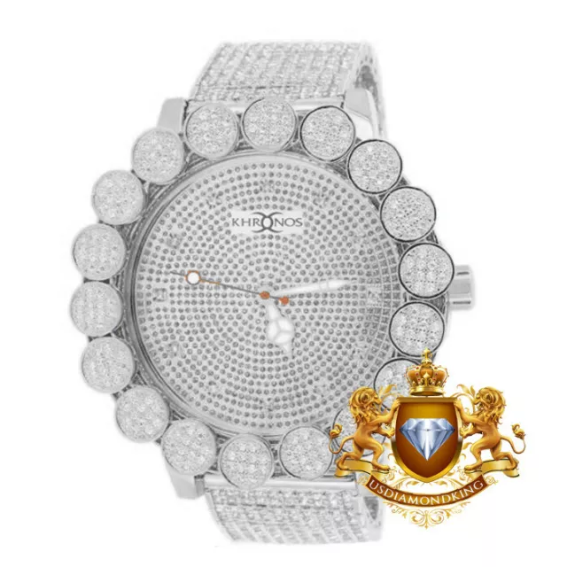 Montre personnalisée homme Joe rodéo lunette à bracelet glacé blanc Khronos vrai diamant