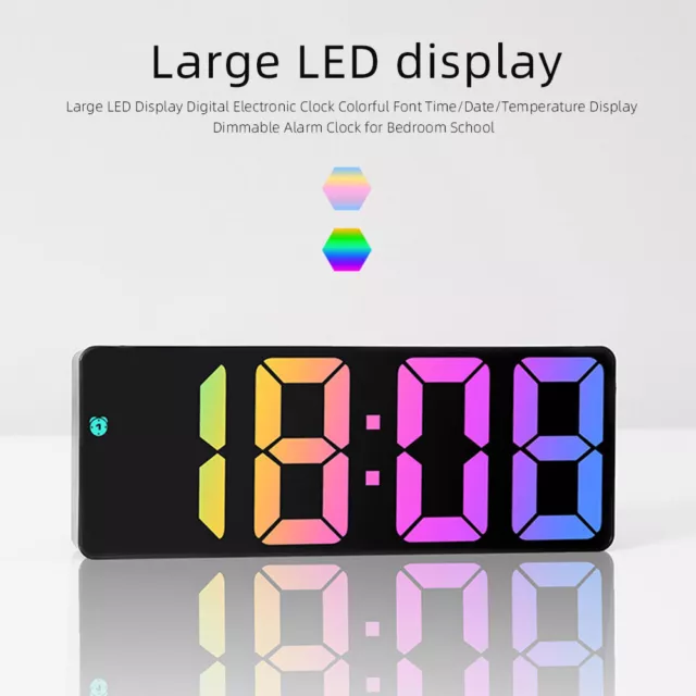 LED Electric Digital Alarm Clock Mains Mirror Temperature Display for Bedroom