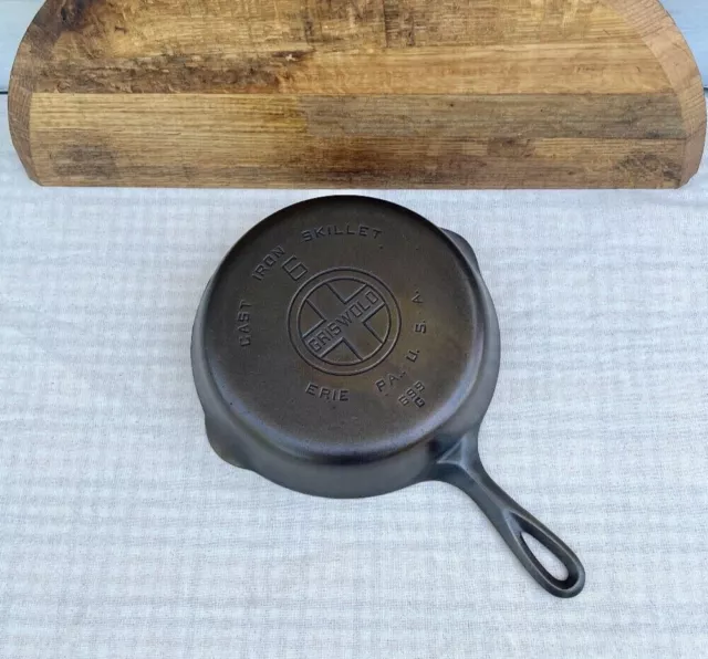 Griswold #6, P/N 699, Large Block Logo, Smooth Bottom Cast Iron Skillet - READ