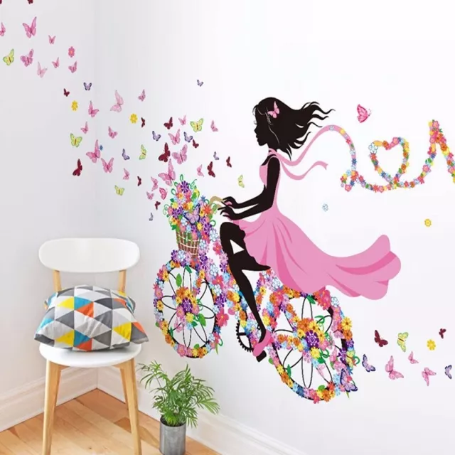 Girl & Flower Removable Wall Art Sticker Vinyl Decal Room Home Mural Decor!