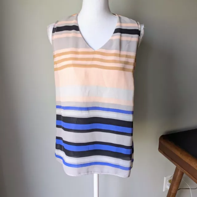 CAbi Shirt Womens Small Blouse Stripe Tank Pink Blue Layer 3273 V