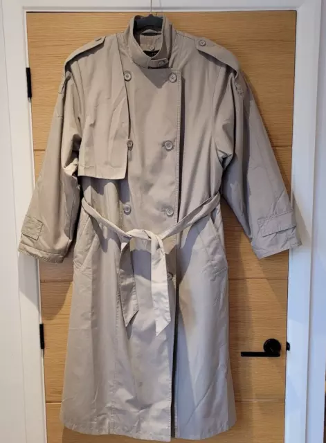 Vintage M&S St Michael Trench Coat UK 12 Mac Beige Fully Lined Detachable Warm