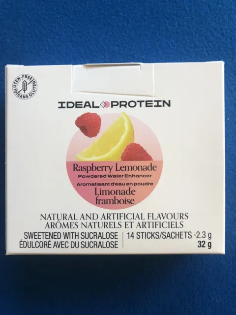 Ideal Protein Raspberry Lemonade Powdered Water Enhancer - 14 Packets EXP 8/2025