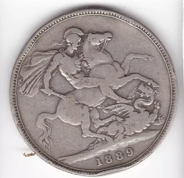 1889 Great Britain Queen Victoria 1 CROWN HUGE SILVER COIN