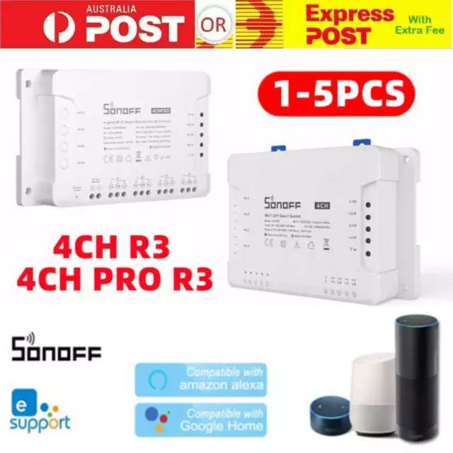 SONOFF 4CH R3/PRO R3 RF 433MHz 4 Gang WiFI Switch Smart Home 1/2/3/5PCS AU🥇