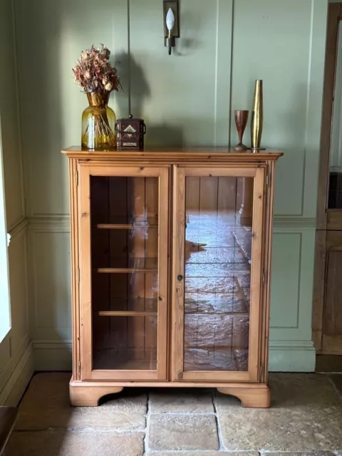 Solid Pine Vintage Ducal Display China Glazed Kitchen Cabinet Bookcase
