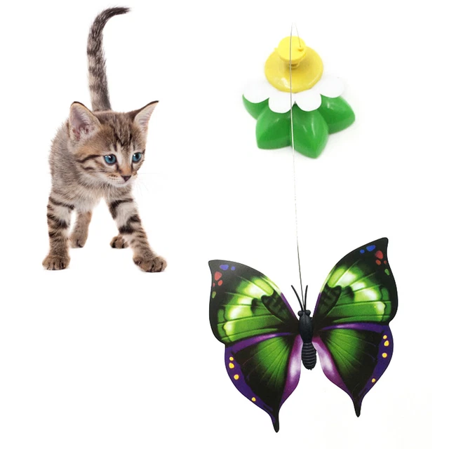 Mascota Gato Eléctrico Giratorio Mariposa Pájaro Caña Alambre Gato Teaser Juguete Lo último