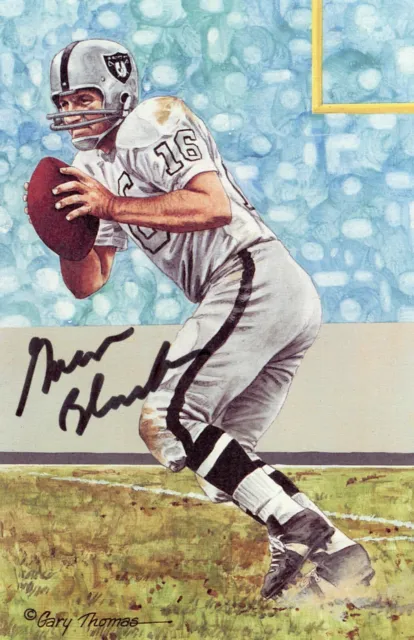 George Blanda Autographed Goal Line Art Card Raiders Jsa Cert