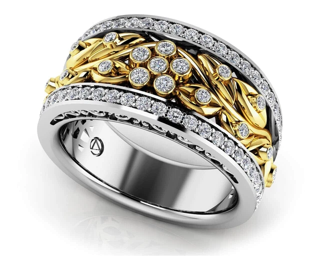 1.49Ct Rond Mariage Fiançailles Moissanite Anneau Bague 18k or Jaune Sur D /