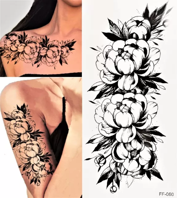 Einmal Tattoo Rose Aufkleber Blume XL Temporäre Tattoos Temporary Tattoo FF-060