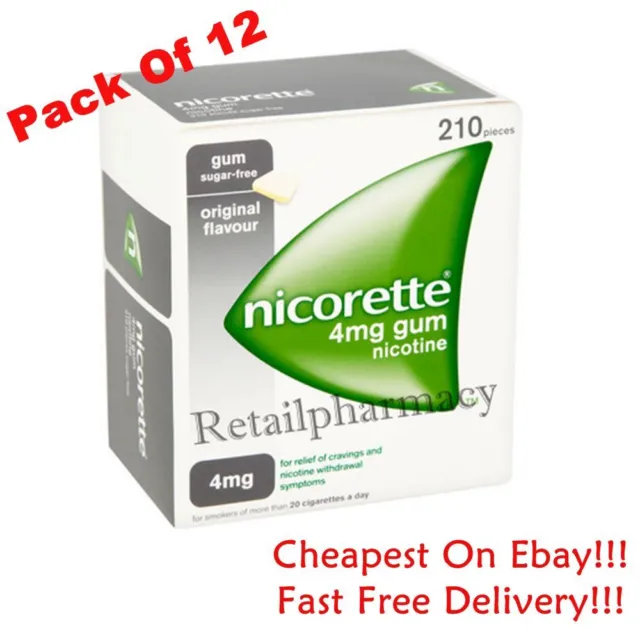 Nicorette Gum Original Flavour 4mg  of 210 gum available in 12 Pack 12/2025