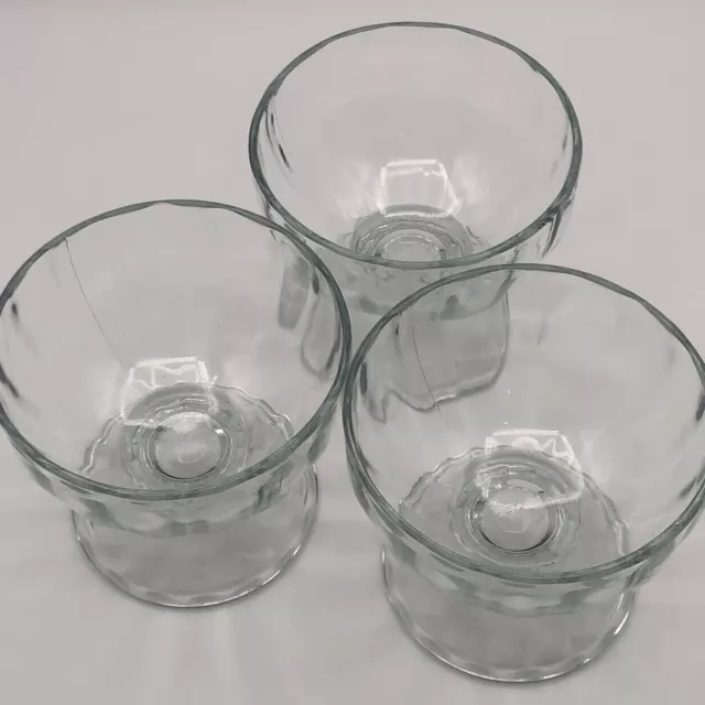 Libbey 5” Ice Cream Candy Dishes With Pedestal Set of 3 Clear 4 3/8” Tall