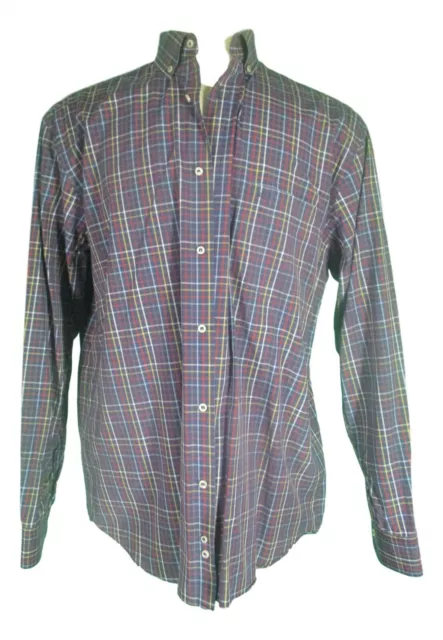 Paul & Shark Mens Blue Tattersall Long Sleeve Cotton Shirt L Italy