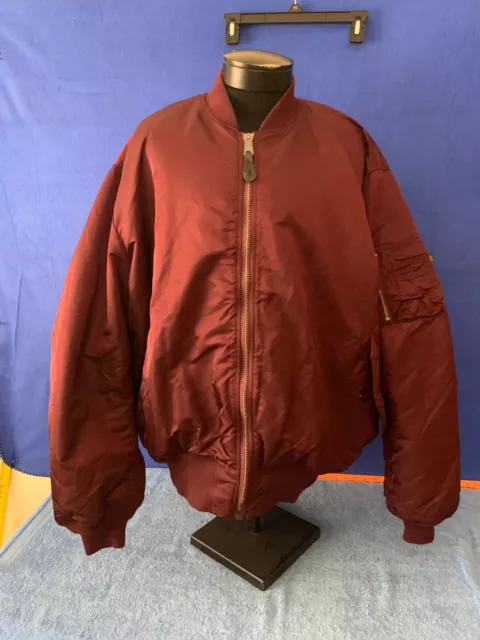 Alpha Industries USAF Flyers MA-1 Flight Bomber Jacket Burgundy  Maroon Mens 4XL