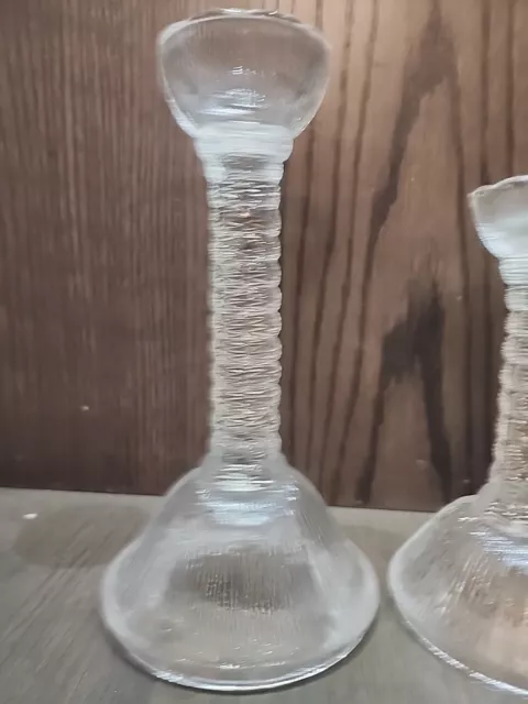 Vtg Zabkowice Glass Candlestick x 2 Eryka Trzewik-Drost Cora Design Texture RARE 2